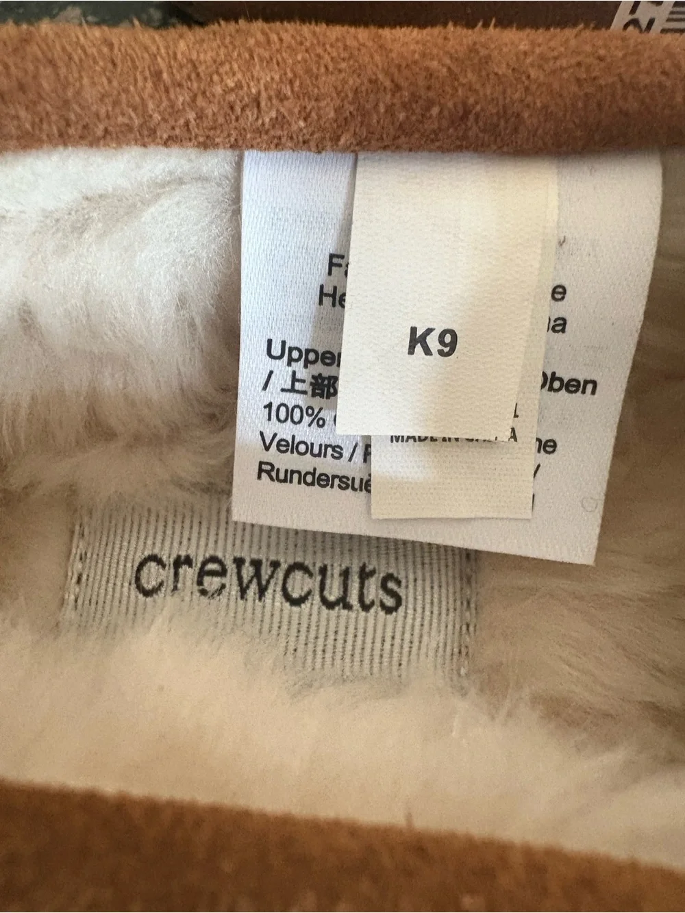 NWOT Crewcuts Kids Tan Suede Moccasin Slippers with Bow
